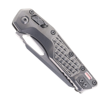 Microtech MSI RAM-LOK Folding Knife Marfione Select Stonewash M390MK Blade Titanium Frag Handle Double Vapor Blast with Purple Accents 210-10FRMS3