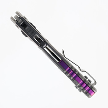 Microtech MSI Ram-Lok Folding Knife Stonewash Marfione Titanium Stonewash Purple Backspacer M390MK Blade 210-10MS3