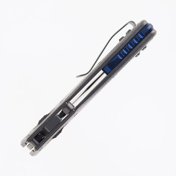 Microtech MSI Mini Folding Knife Marfione Select RAM-LOK Fluted Titanium Handle with Blue Accents Stonewash M390MK 210M-10FLMS3