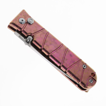 TwoSun Folding Knife Pink Chrystialized Titanium Handle M390 Plain Edge Satin Finish TS409-M390-Crystallized-Purple