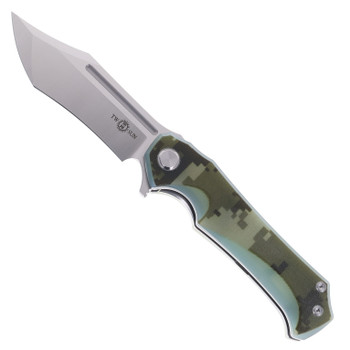 TwoSun Folding Knife Camo G10 Handle D2 Plain Edge TS222-D2-Camo