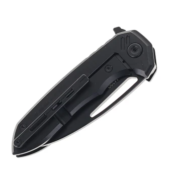 Klaken Folding Knife Titanium/Carbon Fiber Handle M390 Plain Edge B08-Ragna-Black