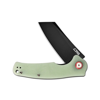 CJRB Folding Knife Glow in the Dark G10 Handle AR-RPM9 Cleaver Plain Edge Black PVD Finish J1904-BGD