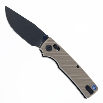 Vosteed Porcupine ModSwap Folding Knife Sand G10 Handle 154CM Clip Point Plain Edge Black Stonewash Finish A3103