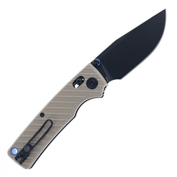 Vosteed Porcupine ModSwap Folding Knife Sand G10 Handle 154CM Clip Point Plain Edge Black Stonewash Finish A3103