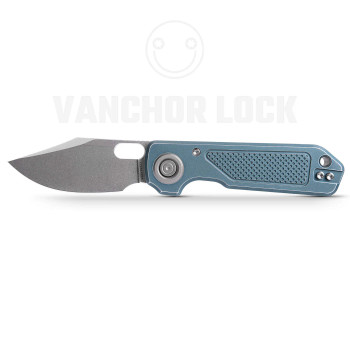 (Damaged Box-Used) Vosteed Akita Folding Knife Blue Aluminum Handle S35Vn Stonewashed Blade A2404