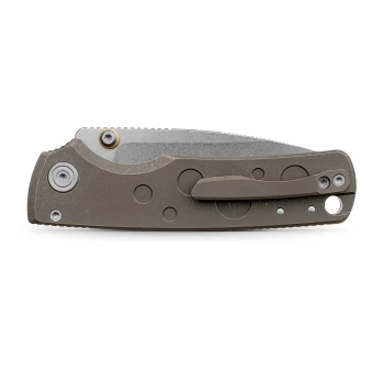 Vosteed Porcupine TiSlim Folding Knife Antique Brasswash Titanium Handle S90V Plain Edge Stonewash Finish A4807