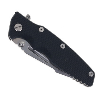 Rick Hinderer Knives Eklipse Skinny 3.5" Folding Knife Fullered Harpoon Spearpoint Stonewashed Blade Black G10 Working Finish Titanium Handle