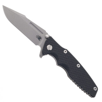 Rick Hinderer Knives Eklipse Skinny 3.5" Folding Knife Fullered Harpoon Spearpoint Working Finish Blade Black G10 Working Finish Titanium Handle