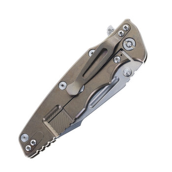 Rick Hinderer Knives Eklipse Skinny 3.5" Folding Knife Fullered Harpoon Spearpoint stonewashed Blade OD Green G10 Stonewashed Bronze Titanium Handle