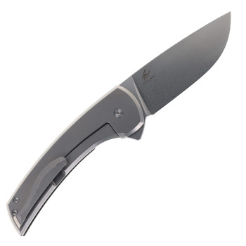 TwoSun Folding Knife Titanium Handle Stonewash M390 Plain Edge Blade TS575-M390-SW