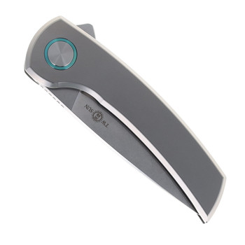 TwoSun Folding Knife Titanium Handle Stonewash M390 Plain Edge Blade TS575-M390-SW
