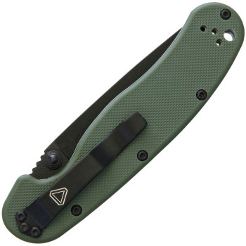 Ontario Rat II Folding Knife OD Green Nylon Handle D2 Drop Point Plain Edge Black Finish 8830OD
