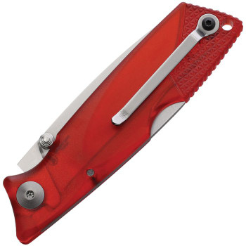 Ontario Folding Knife Red Plastic Handle AUS-8 Drop Point Plain Edge Satin Finish 8798RED