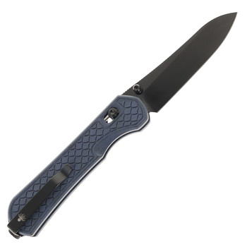 Piratech Kraki Lite Folding Knife Richlite Blue Canyon Handle S30V Drop Point Plain Edge Black Finish K03L1