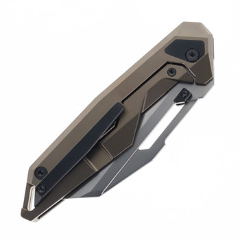 Ketuo Akimbo Folding Knife Bronze Titanium Handle M390 Plain Edge Beadblast Finish BRN/P