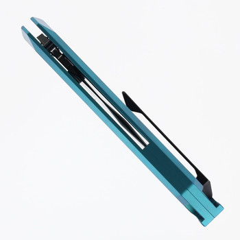 Ketuo Akimbo Folding Knife Teal Green Titanium Handle M390 Plain Edge Beadblast Finish GRE/P