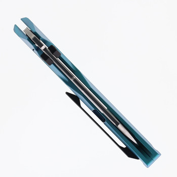 Ketuo Akimbo Folding Knife Teal Green Titanium Handle M390 Plain Edge Beadblast Finish GRE/P