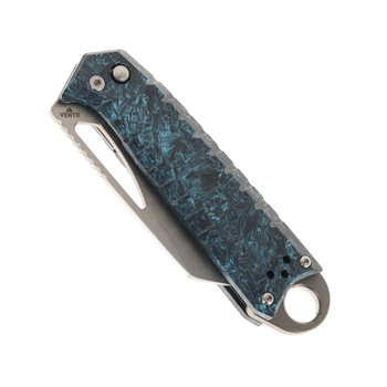Ketuo Ventr V3 Folding Knife Blue Marble Carbon Fiber Handle 154CM Cleaver Plain Edge Satin Finish Ventr-V3 BL/S