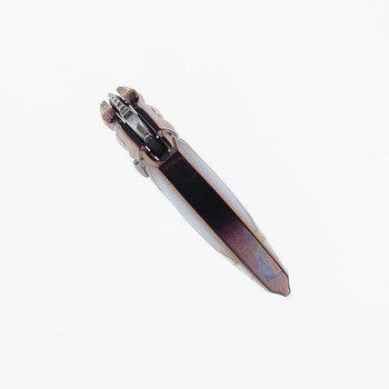 Rike Mini Cicada-Pu(S) Folding Knife Purple Titanium/Mother of Pearl Handle Damasteel Plain Edge Mirror Finish