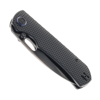 Kunwu Verta Excalibur Folding Knife Black Textured Titanium Handle DLC Elmax Blade B709-T1D
