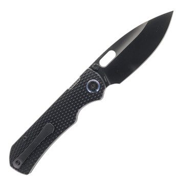 Kunwu Verta Excalibur Folding Knife Black Textured Titanium Handle DLC Elmax Blade B709-T1D