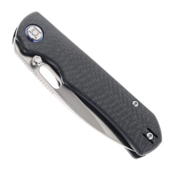 Kunwu Verta Excalibur Folding Knife Black Carbon Fiber Handle Plain Satin Elmax Blade B709-CF2A