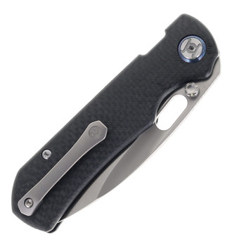 Kunwu Verta Excalibur Folding Knife Black Carbon Fiber Handle Plain Satin Elmax Blade B709-CF2A