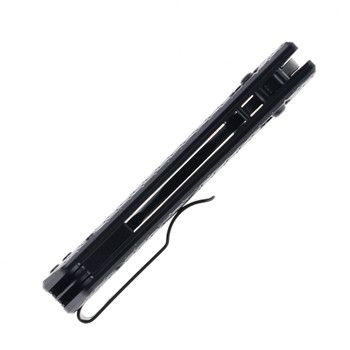 Auxiliary Manufacturing Coffin Pocket Bowie Folding Knife Crossbar Black Aluminum Handle Black 14c28n Blade