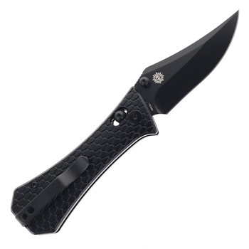 Auxiliary Manufacturing Coffin Pocket Bowie Folding Knife Crossbar Black Aluminum Handle Black 14c28n Blade