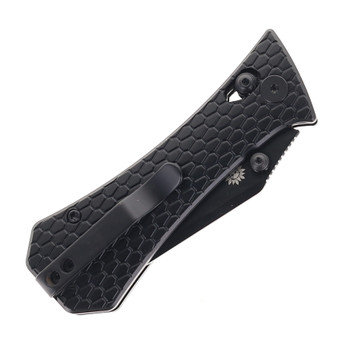 Auxiliary Manufacturing Coffin Tanto Folding Knife Crossbar Black Aluminum Handle Black 14c28n Blade