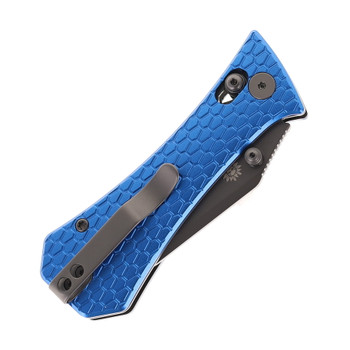 Auxiliary Manufacturing Coffin Tanto Folding Knife Crossbar Blue Aluminum Handle Black 14c28n Blade