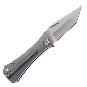 Auxiliary Manufacturing Coffin Tanto SlipJoint Folding Knife Titanium Handle Stonewashed M390 Blade