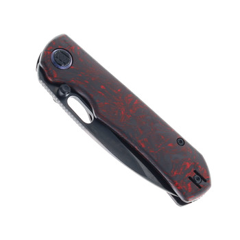 Kunwu Verta Excalibur Folding Knife Black & Red Carbon Fiber Handle DLC Elmax Blade B709-CF1