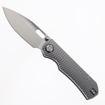 Kunwu Compact Verta Excalibur Folding Knife Textured Titanium Handle Satin Elmax Blade B709C-T1A
