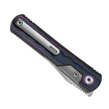 Kizer Feist 3 Folding Knife Blue/Purple Titanium/Camo Carbon Damtanium Handle S90V Clip Point Plain Edge Stonewash/Flat Brushed Finish ZX-3499.3A2