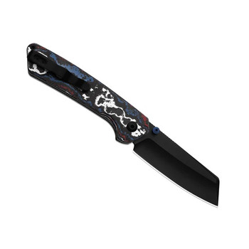 Kizer Madrac Folding Knife Fat Carbon Nebula Handle S45VN Sheepsfoot Plain Edge Matte DLC Ultra Finsh Ki3693A1