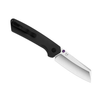 Kizer Madrac Folding Knife Black Aluminum Handle S45VN Sheepsfoot Plain Edge Satin Finsh Ki3693A2