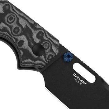 Kizer Outposter Folding Knife Black Norplex UltreX Micarta Handle Nitro-V Drop Point Plain Edge Black PVD Finish V3802BDA2