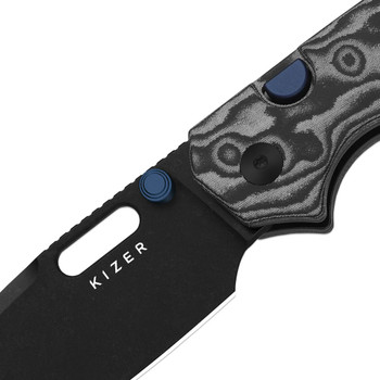 Kizer Outposter Folding Knife Black Norplex UltreX Micarta Handle Nitro-V Drop Point Plain Edge Black PVD Finish V3802BDA2