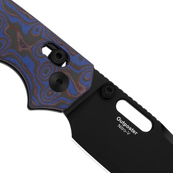Kizer Outposter Folding Knife Purple Vortex Pattern Micarta Handle Nitro-V Drop Point Plain Edge Black PVD Finish V3802CDA2