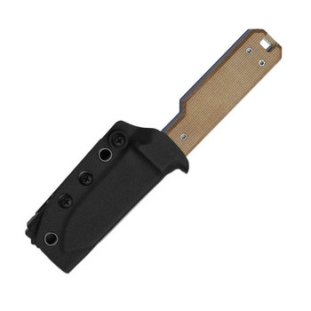 Kizer Abrams Fixed Blade Knife Brown/Blue Norplex UltreX Micarta/G10 Handle 14C28N Spey Point Plain Edge Stonewash Finish 1133A2