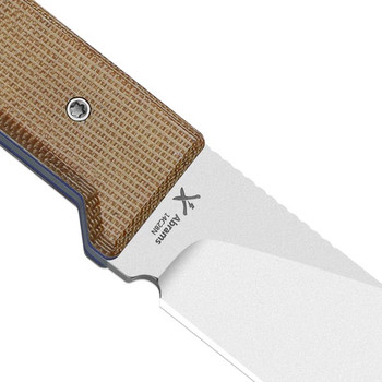 Kizer Abrams Fixed Blade Knife Brown/Blue Norplex UltreX Micarta/G10 Handle 14C28N Spey Point Plain Edge Stonewash Finish 1133A2