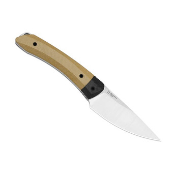 Kizer Momo Fix 3 Fixed Blade Knife Brown/Black Micarta/Carbon Fiber Handle Takefu VG-10 Damascus Drop Point Plain Edge 1124A2