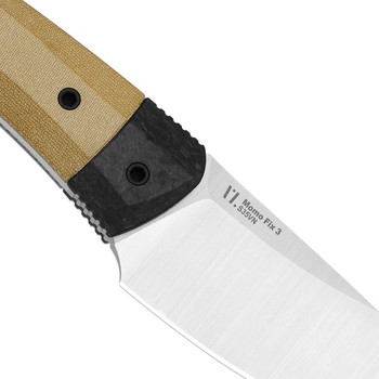 Kizer Momo Fix 3 Fixed Blade Knife Brown/Black Micarta/Carbon Fiber Handle Takefu VG-10 Damascus Drop Point Plain Edge 1124A2