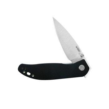 Kubey Snug Folding Knife Black G10 Handle 14C28N Spear Point Plain Edge Satin Finish KU408A