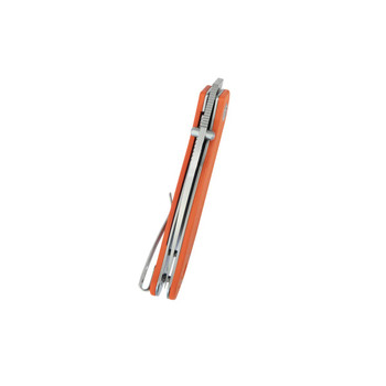 Kubey Snug Folding Knife Orange G10 Handle 14C28N Spear Point Plain Edge Satin Finish KU408B