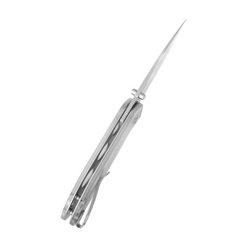 Kubey Snug Folding Knife Transparent Polycarbonate Handle 14C28N Spear Point Plain Edge Satin Finish KU408C