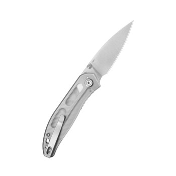 Kubey Snug Folding Knife Transparent Polycarbonate Handle 14C28N Spear Point Plain Edge Satin Finish KU408C