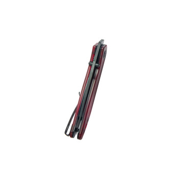 Kubey Snug Folding Knife Red Polycarbonate Handle 14C28N Spear Point Plain Edge Blackwash Finish KU408E